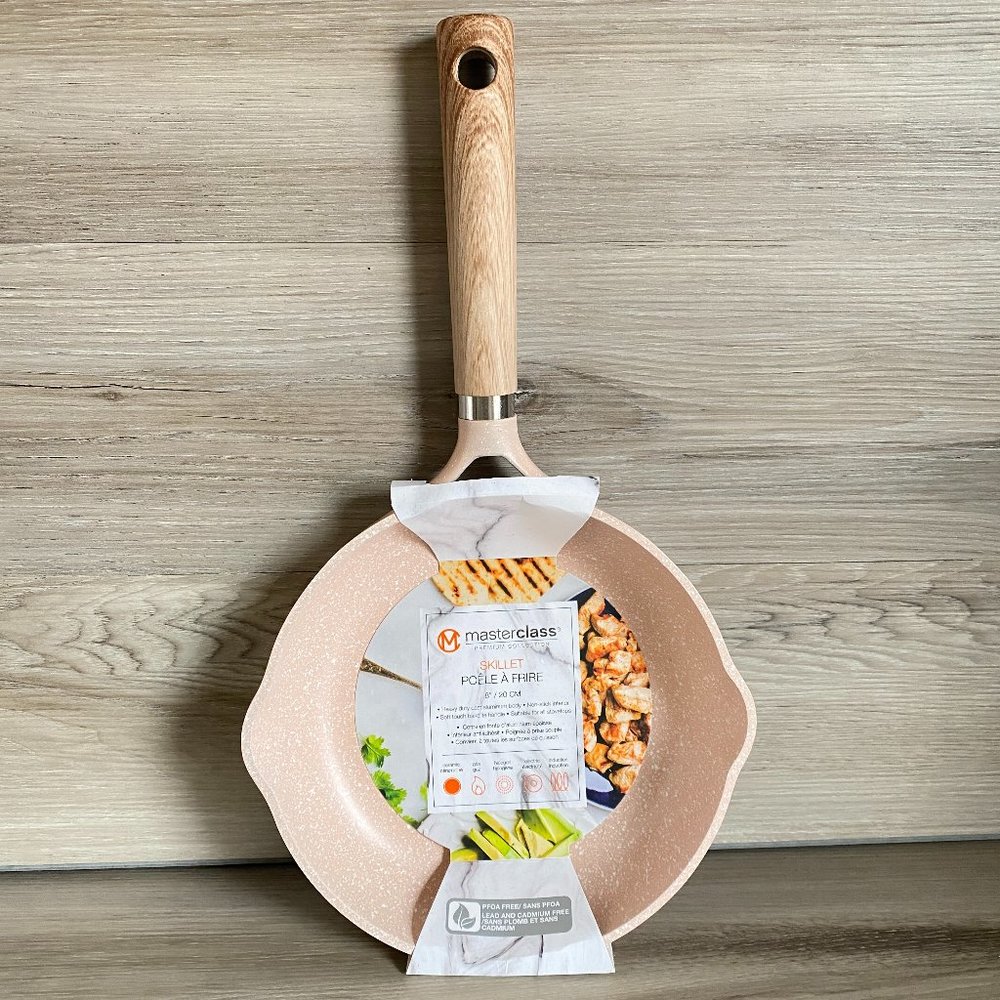 🆕 Masterclass Cookware Pink Skillet Frying Pan 8" New Speckled White High